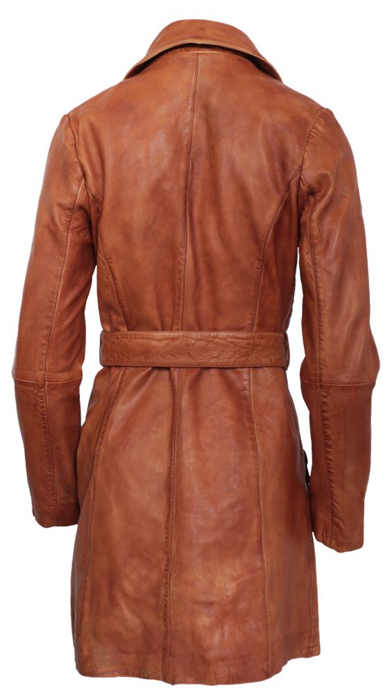 Damen-Ledermantel Kate, Cognac Braun in 2 Farben, Bild 4
