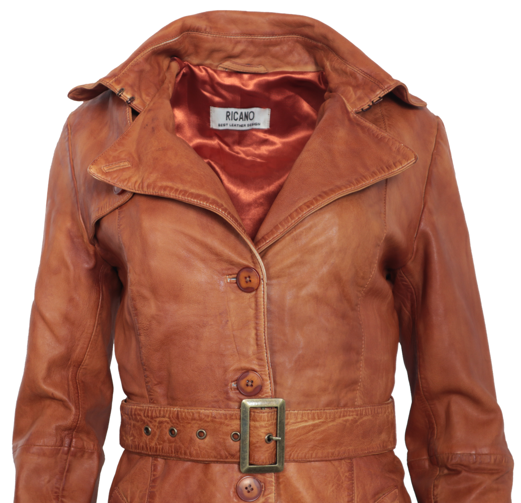 Damen-Ledermantel Kate, Cognac Braun in 2 Farben, Bild 3