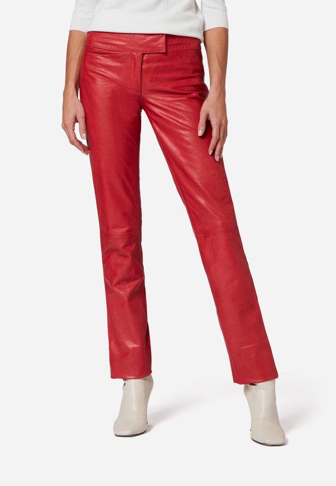 Damen-Lederhose Low Cut, Rot in 2 Farben, Bild 1