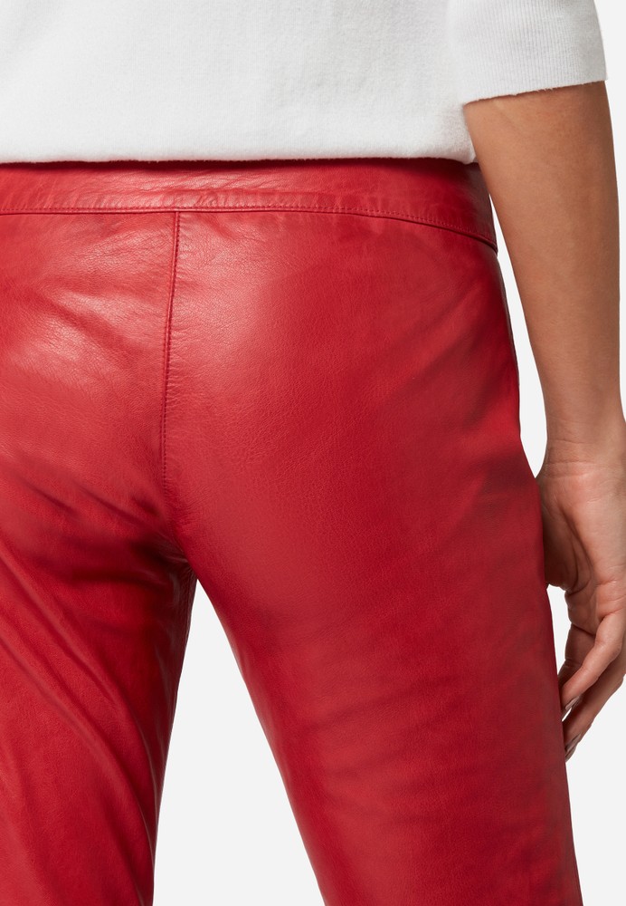 Damen-Lederhose Low Cut, Rot in 2 Farben, Bild 4
