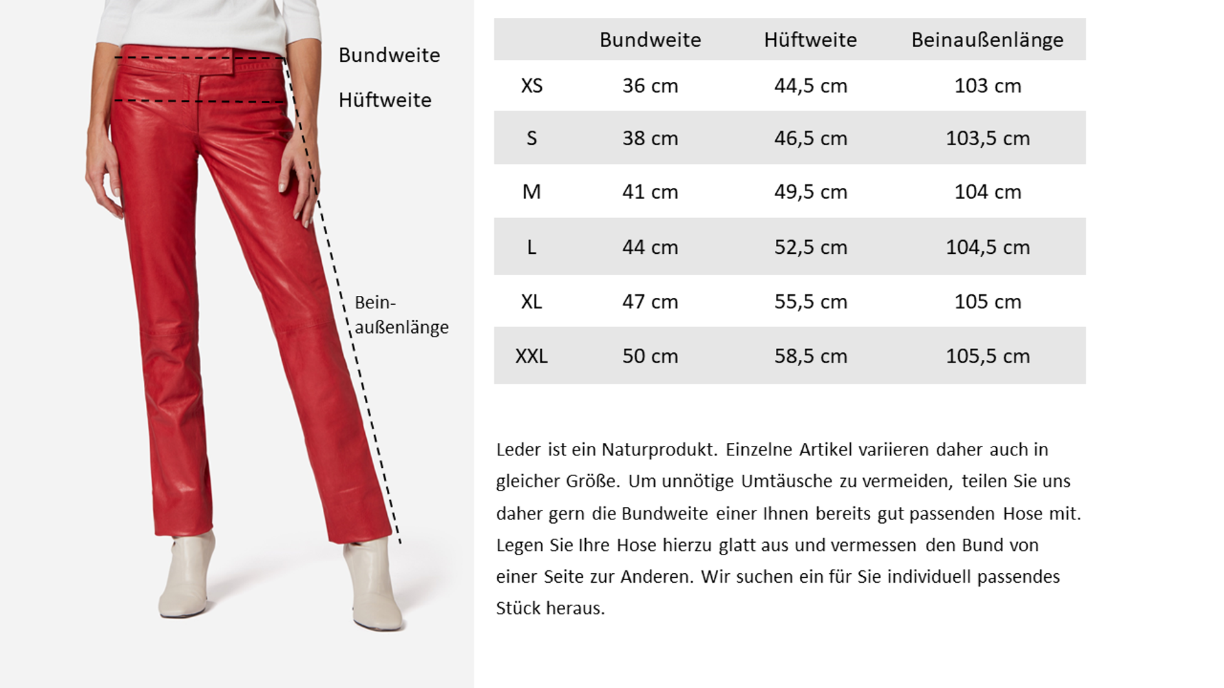 Damen-Lederhose Low Cut, Rot in 2 Farben, Bild 7
