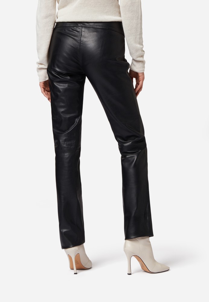 Ladies leather pants low cut, black in 2 colors, Bild 3