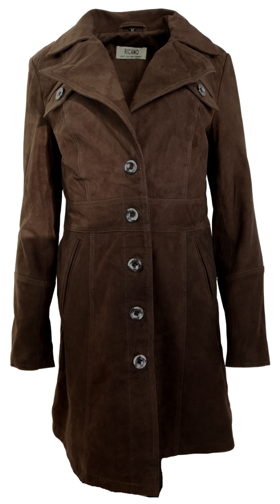 Ladies leather coat Lucy, brown (velour) in 6 colors, Bild 6