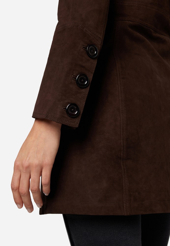 Ladies leather coat Lucy, brown (velour) in 6 colors, Bild 5