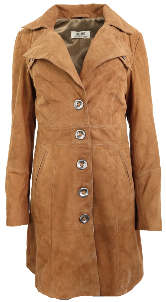 Ladies leather coat Lucy, cognac (velour) in 6 colors, Bild 4