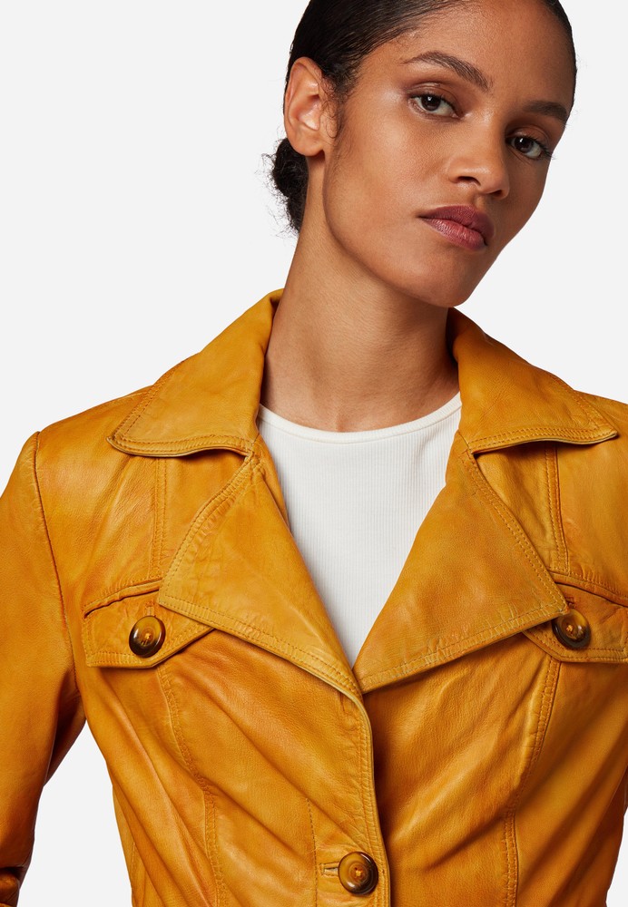 Ladies leather coat Lucy, yellow in 6 colors, Bild 4