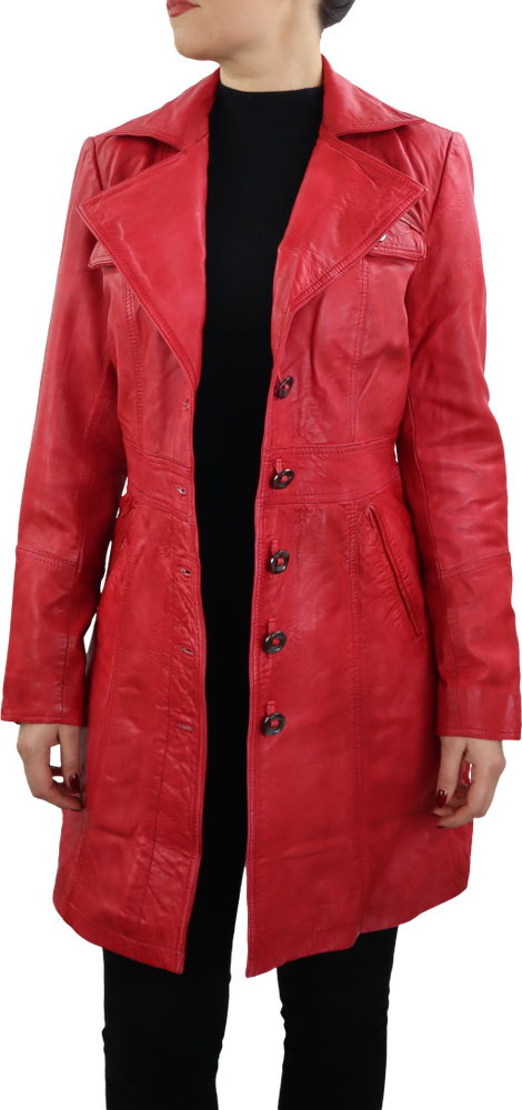 Ladies leather coat Lucy, red in 6 colors, Bild 3