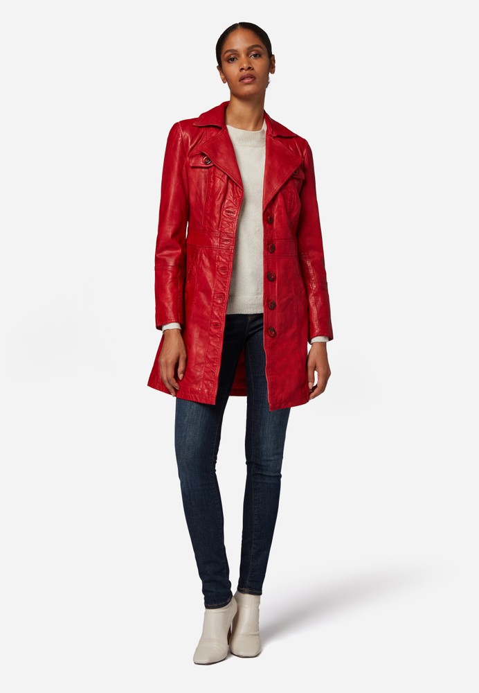 Ladies leather coat Lucy, red in 6 colors, Bild 2