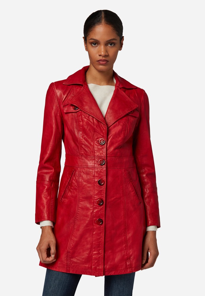 Ladies leather coat Lucy, red in 6 colors, Bild 1