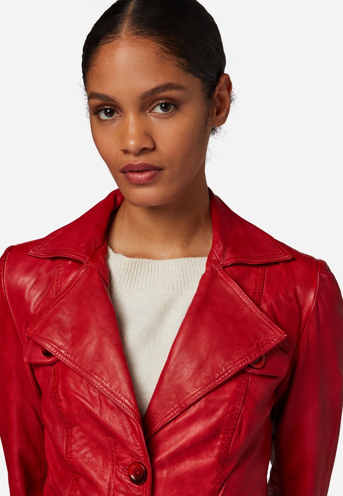 Ladies leather coat Lucy, red in 6 colors, Bild 4