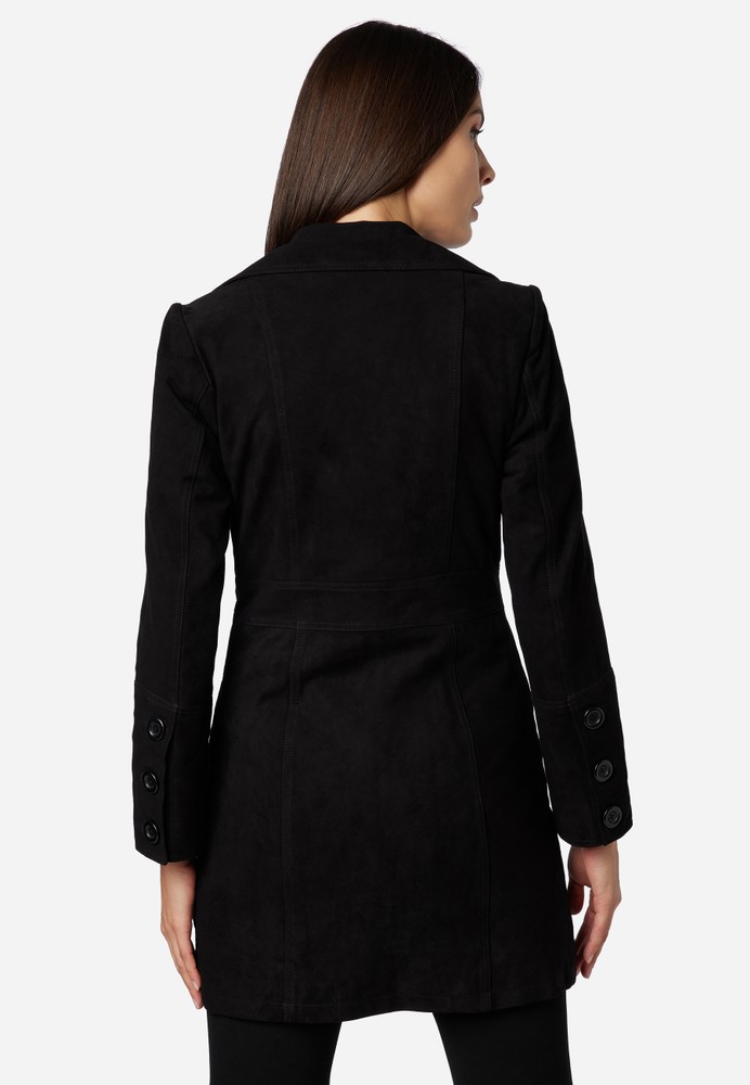 Ladies leather coat Lucy, black (velour) in 6 colors, Bild 3