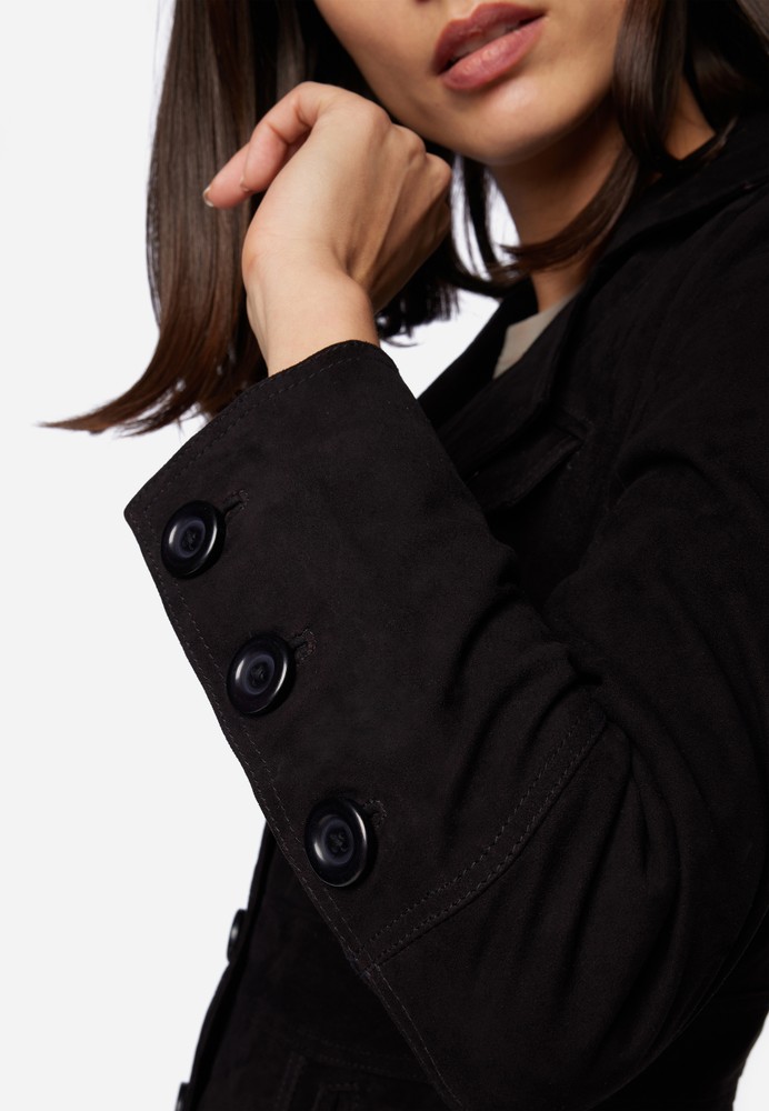 Ladies leather coat Lucy, black (velour) in 6 colors, Bild 5