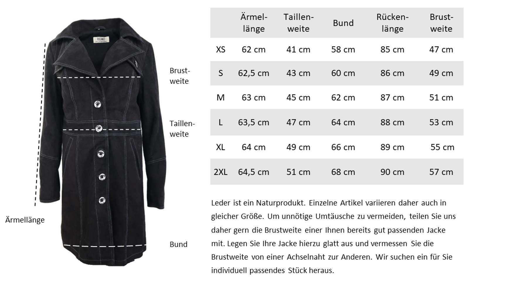 Ladies leather coat Lucy, black (velour) in 6 colors, Bild 7