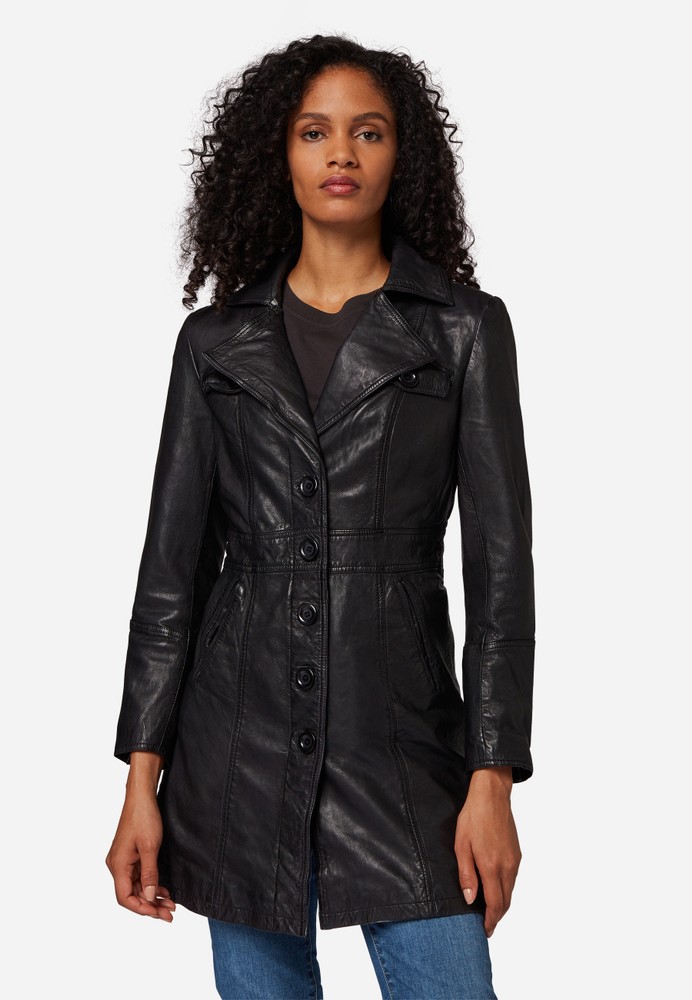 Ladies leather coat Lucy, black in 6 colors, Bild 1