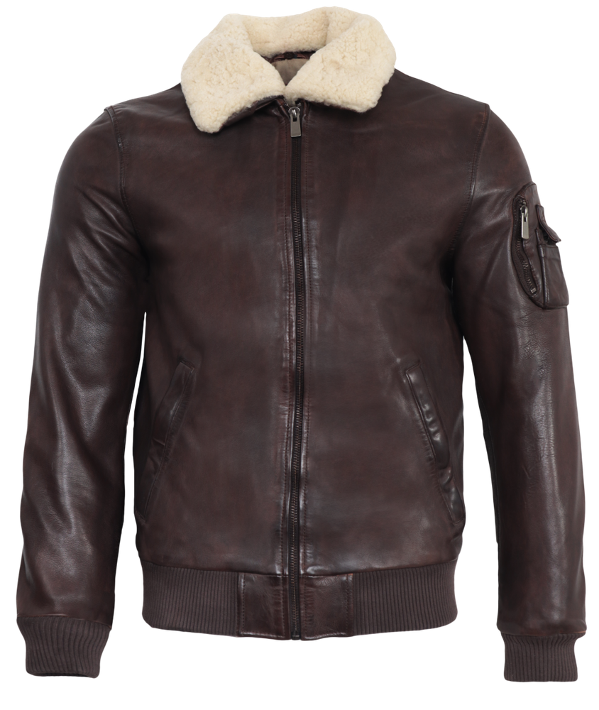 Mens leather jacket M-Bomber, Brown in 2 colors, Bild 6