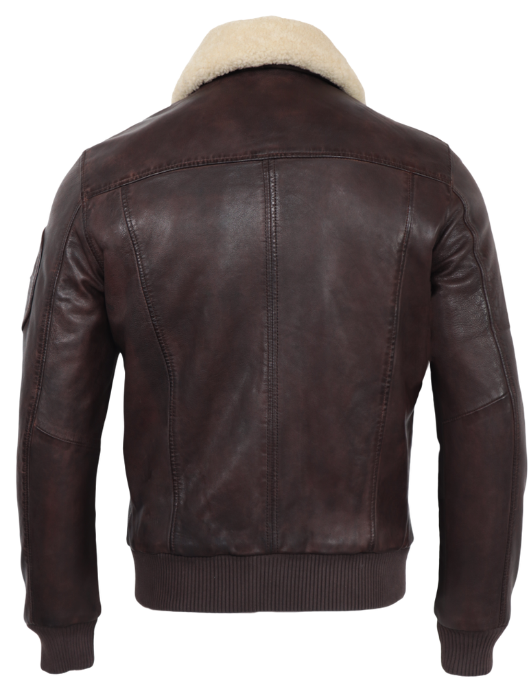 Herren-Lederjacke M-Bomber, Braun in 2 Farben, Bild 4