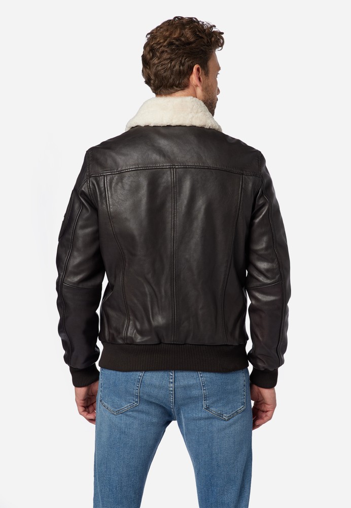 Mens leather jacket M-Bomber, Brown in 2 colors, Bild 3