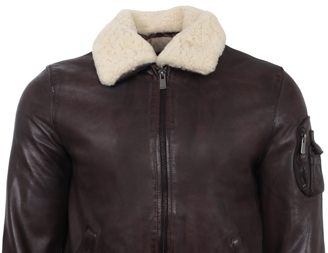 Herren-Lederjacke M-Bomber, Braun in 2 Farben, Bild 3