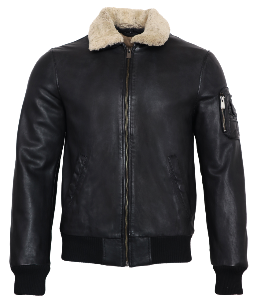 Herren-Lederjacke M-Bomber, Schwarz in 2 Farben, Bild 2