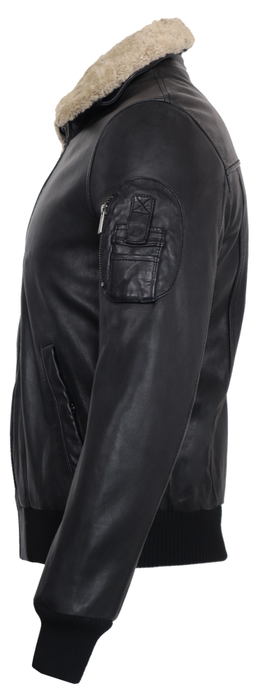 Herren-Lederjacke M-Bomber, Schwarz in 2 Farben, Bild 3