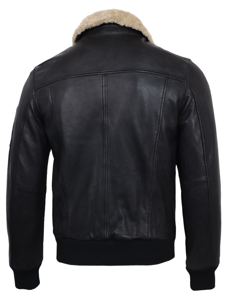 Herren-Lederjacke M-Bomber, Schwarz in 2 Farben, Bild 5