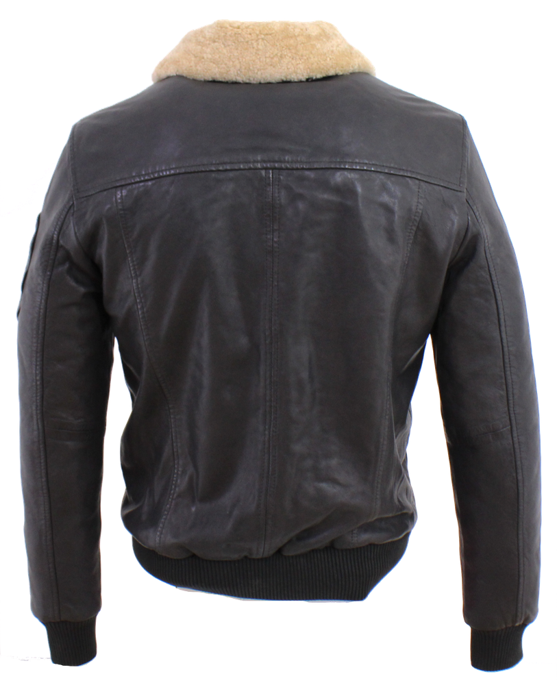 Herren-Lederjacke M-Bomber, Schwarz in 2 Farben, Bild 3