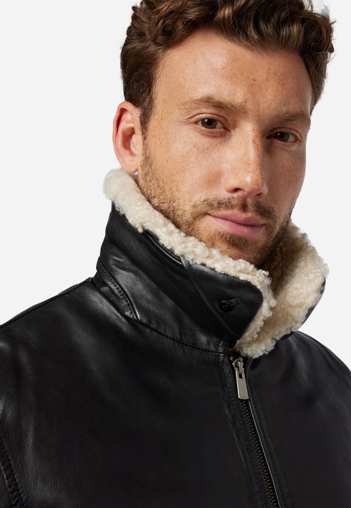 Mens leather jacket M-Bomber, black in 2 colors, Bild 5