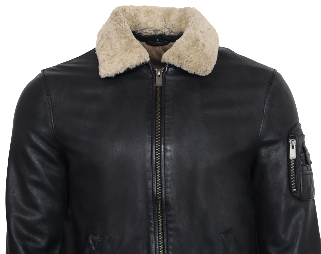 Herren-Lederjacke M-Bomber, Schwarz in 2 Farben, Bild 4