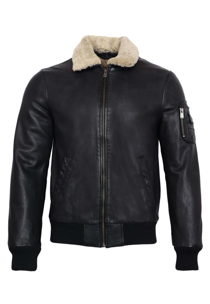 Mens leather jacket M-Bomber, black in 2 colors, Bild 6