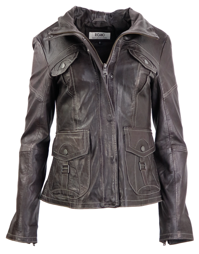 Ladies leather jacket Melvy, Brown in 1 colors, Bild 1