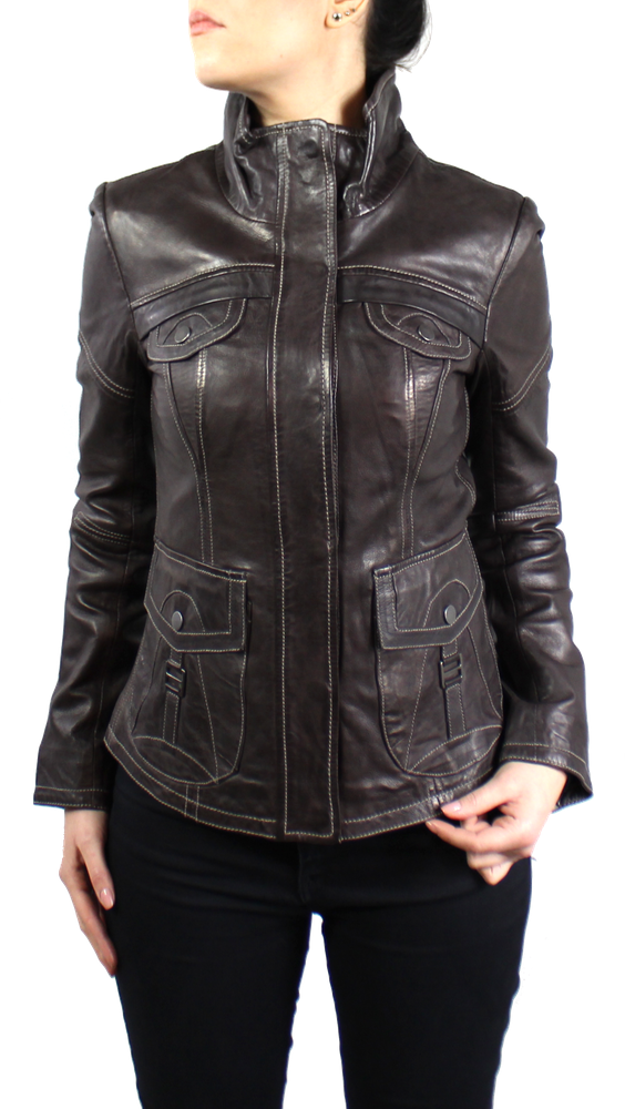 Ladies leather jacket Melvy, Brown in 1 colors, Bild 2