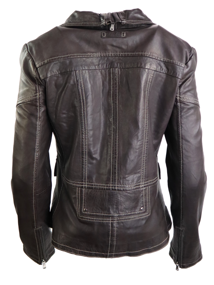 Ladies leather jacket Melvy, Brown in 1 colors, Bild 5