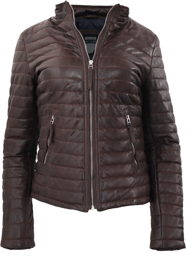 Ladies leather jacket Padded, Brown in 3 colors, Bild 1