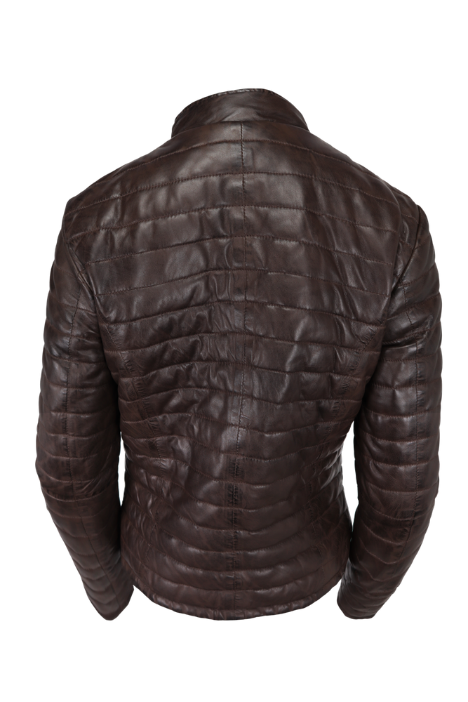 Ladies leather jacket Padded, Brown in 3 colors, Bild 4