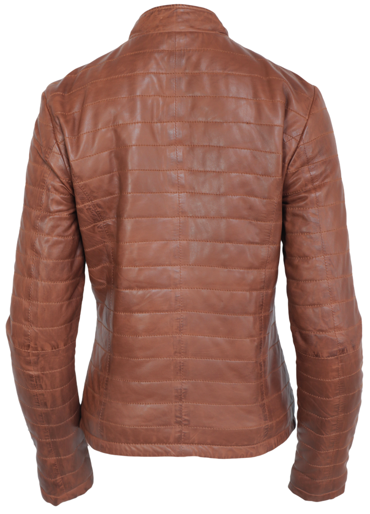 Ladies leather jacket Padded, Cognac in 3 colors, Bild 3