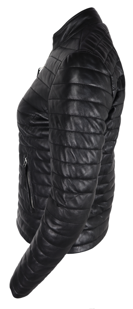 Ladies leather jacket Padded, Black in 3 colors, Bild 5