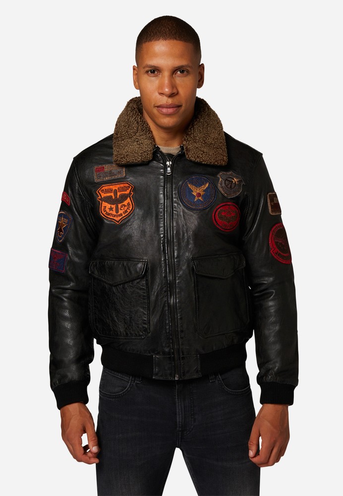 Men's leather jacket Mitic, black in 2 colors, Bild 1