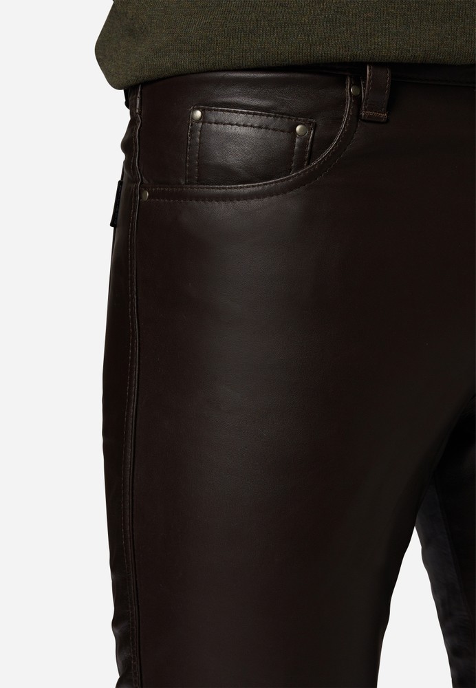 Men's Leather Pants No. 3 TR - Cow Waxy, Brown in 2 colors, Bild 4