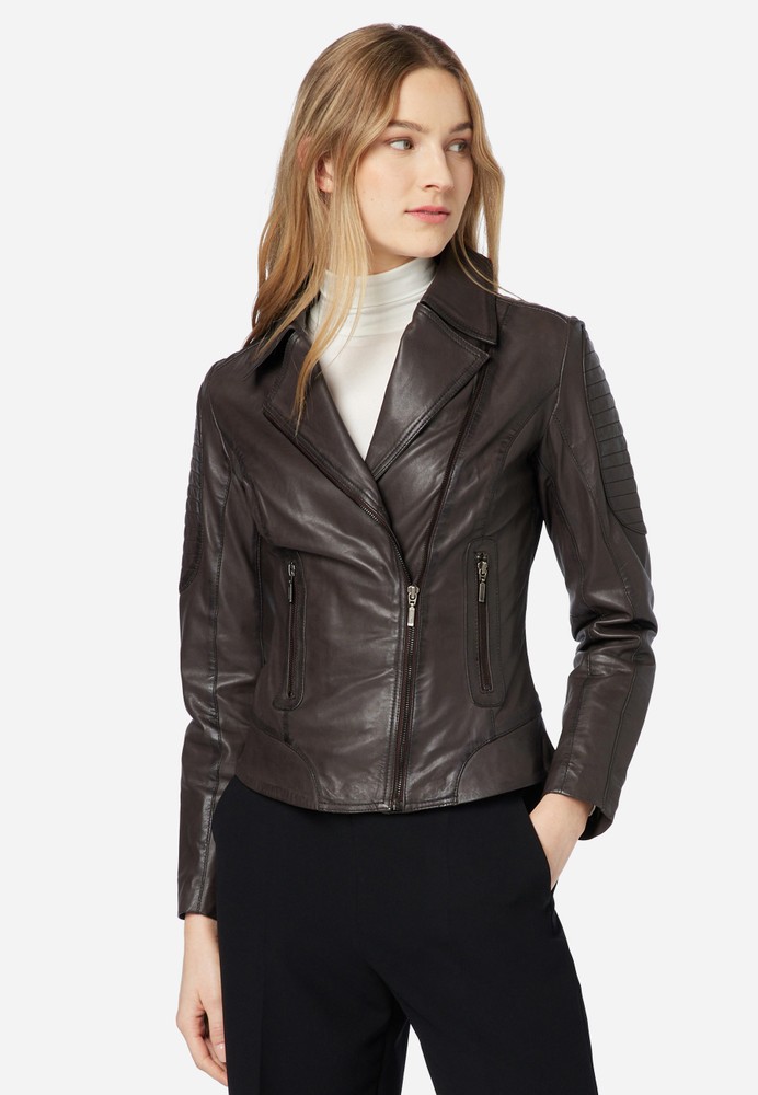 Ladies leather jacket Nora, brown in 3 colors, Bild 1