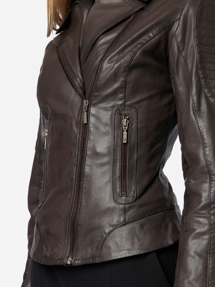 Ladies leather jacket Nora, brown in 3 colors, Bild 5