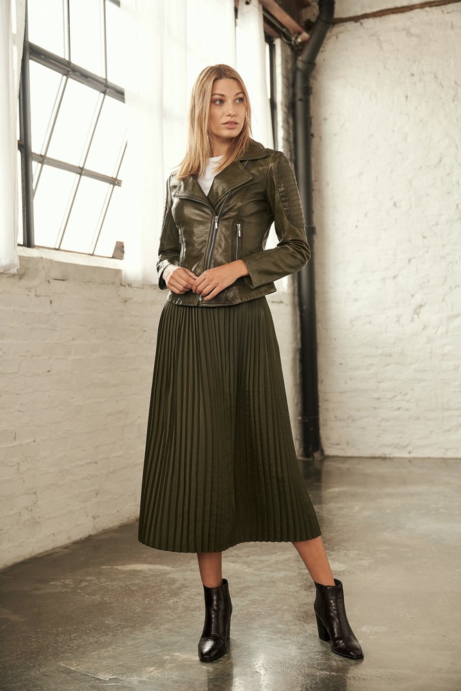 Ladies leather jacket Nora, Olive in 3 colors, Bild 2