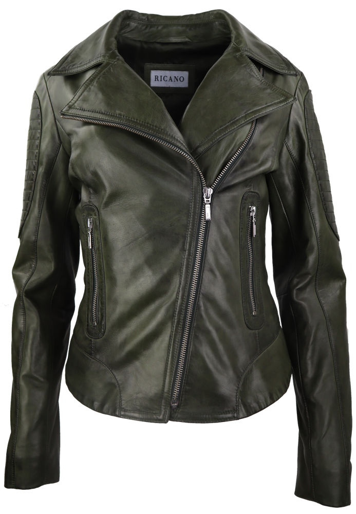 Ladies leather jacket Nora, Olive in 3 colors, Bild 8