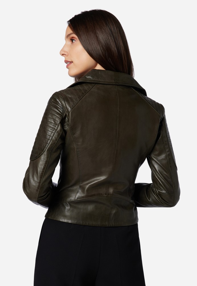 Ladies leather jacket Nora, Olive in 3 colors, Bild 5