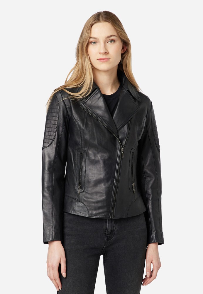 Ladies leather jacket Nora, black in 3 colors, Bild 1