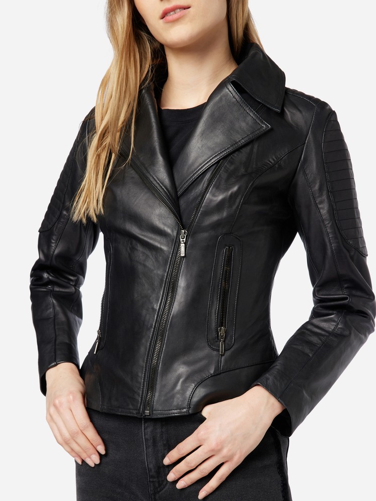 Ladies leather jacket Nora, black in 3 colors, Bild 4