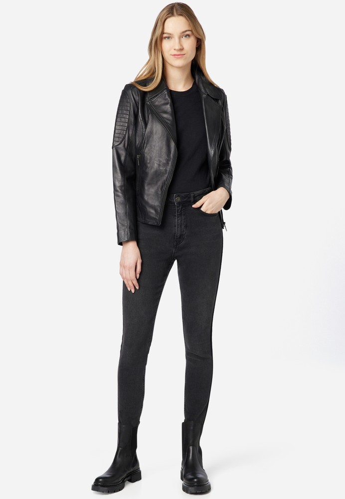Ladies leather jacket Nora, black in 3 colors, Bild 2