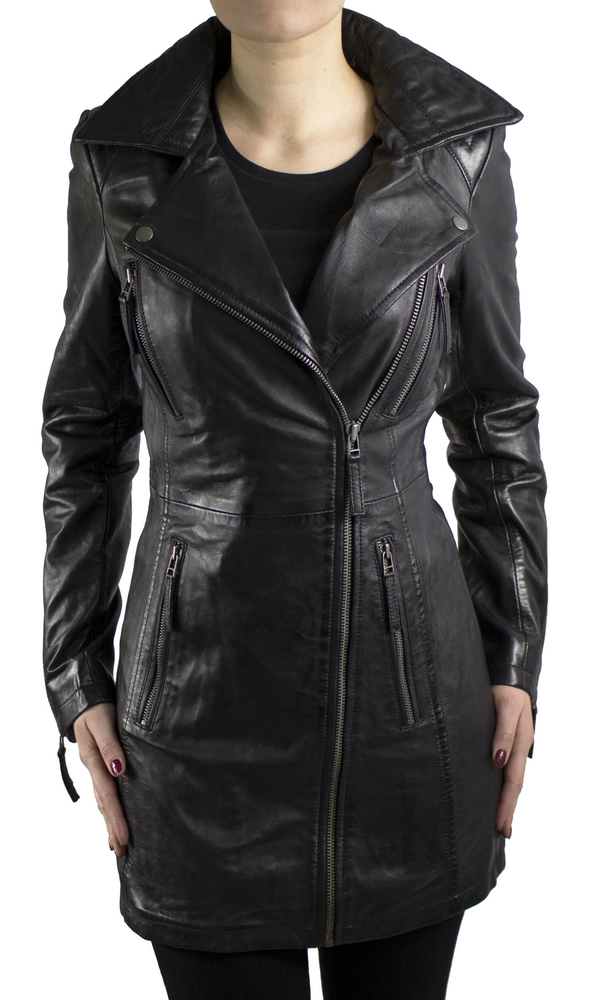 Damen-Ledermantel Oklahoma, 2XL, Schwarz, Bild 2