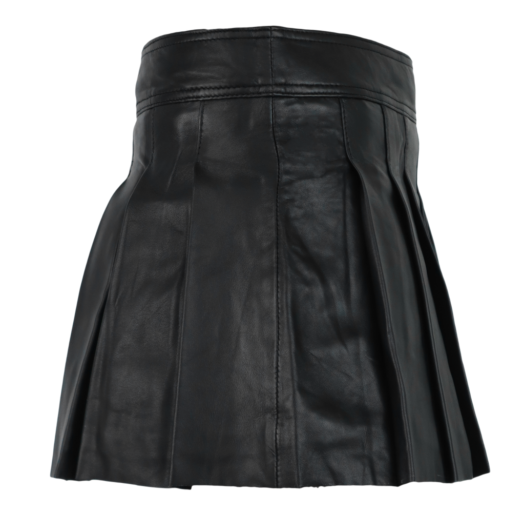 Ladies Leather Skirt Pleated Skirt, Black in 1 colors, Bild 2