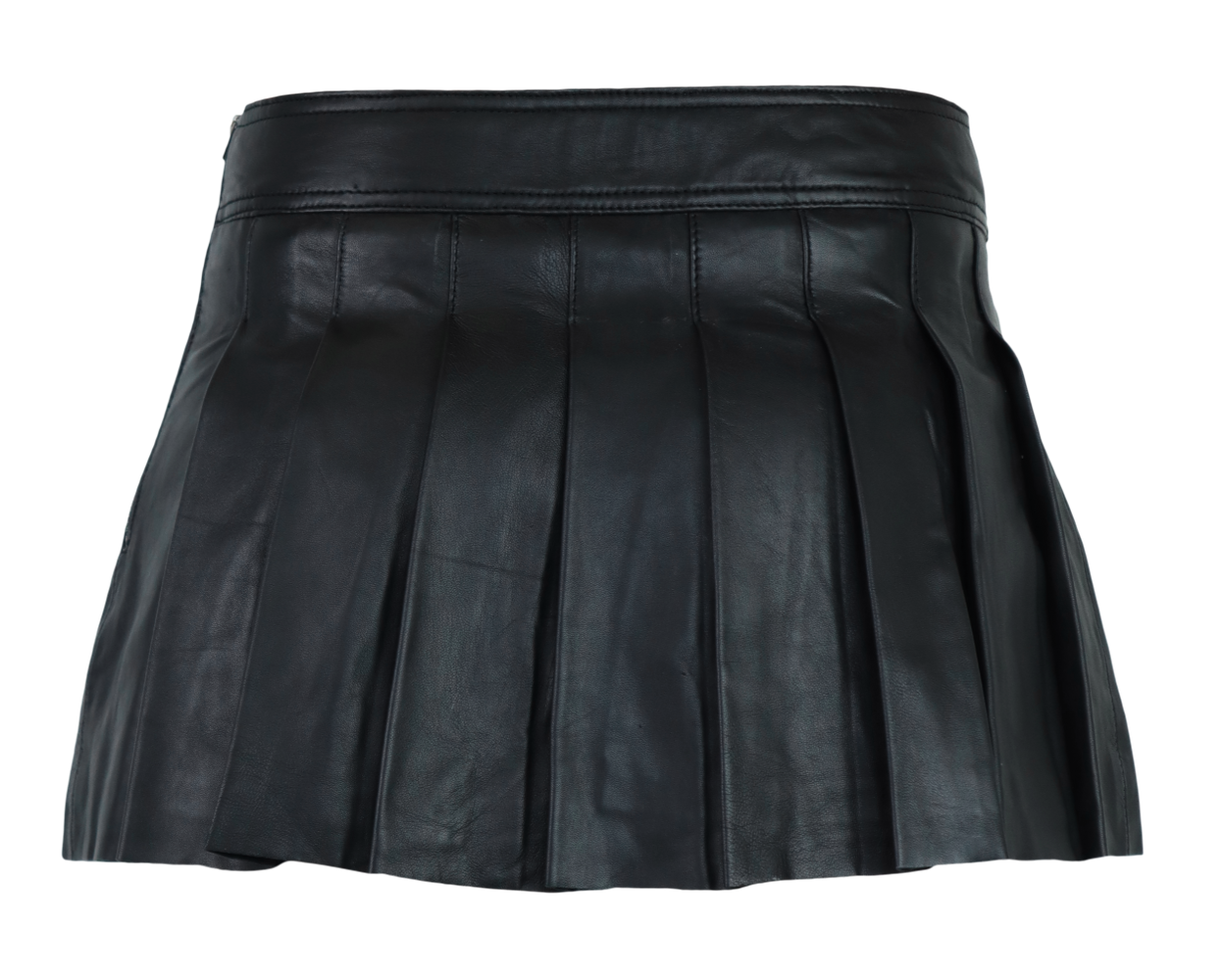 Ladies Leather Skirt Pleated Skirt, Black in 1 colors, Bild 4