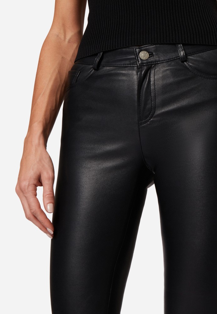 Ladies leather pants PND Stretch, Black in 1 colors, Bild 4